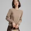 Suéter de punto básico de cachemira pura para mujer, color liso, cuello redondo, manga larga, ajustado, adelgazante, para commuting, principios de otoño