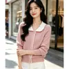 Nuevo cárdigan abierto para mujer de primavera y otoño, versátil y de corte ajustado, con cuello de muñeca, top de suéter tejido, estilo coreano, blanco