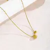 Collar de Acero de Titanio Dorado para Mujer, Colgante de Perla Redonda Sólida Mate, Nueva Cadena para Clavícula Estilo Coreano, Cadena para el Cuello Antidesvanecimiento Venta al por Mayor