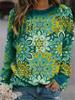 2021 Europeo y Americano Amazon Aliexpress Otoño e Invierno Nuevo Tops Retro Sudadera de Mujer Estampada Cuello Redondo Manga Larga