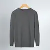 Suéter masculino gola redonda para outono e inverno, cor sólida, caimento justo, quente, top de malha de manga comprida, camisa básica de alta qualidade estilo americano