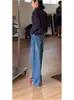Jeans rectos estilo retro americano, nueva colección otoño 2026 para mujer, talla grande, tiro alto, adelgazantes y versátiles, con diseño de pierna curva