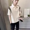 Camisa polo de manga corta de color block de alta gama para hombre, nuevo modelo verano 2025, top tipo camiseta casual simple para jóvenes