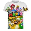 2026 Nova Divertida Criativa Desenho Animado Anime Super Mario Impressão 3D Solta Casual Camiseta de Manga Curta Masculina