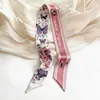 Estilo Coreano Verão Novo Borboleta Floral Feminino Decorativo Versátil Fita para Amarrar Bolsas, Lenço de Seda, Lenço de Pescoço Pequeno, Lenço