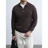 Suéter de Punto a Rayas de Manga Larga con Cuello Henley Abotonado para Hombre, Estilo Old Money con Acabado de Alta Gama, Venta al por Mayor de Fábrica Transfronteriza Otoño/Invierno