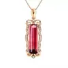 Colgante de turmalina roja natural de quilates, muy popular en Europa y América, chapado en oro rosa de 18 quilates, para mujer.
