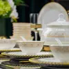 Juego de Vajilla de Cerámica de Jingdezhen Vajilla China para el Hogar Cocina Platos Estilo Lujo Ligero Artículos Diarios Platos Tazón de Porcelana Venta al por Mayor