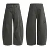 Pantalones de Trabajo Retro Americano de Pierna Curva para Hombre, Estilo Urbano Moderno Cleanfit, Pantalones Largos Holgados de Pierna Ancha