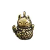 Llavero de Gato de la Suerte de Latón Macizo Retro Chino Cuerda Tejida Cobre Monedas de los Cinco Emperadores Colgante para Llave de Coche Original