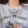 Collar con Borla de Cámara Marrón Vintage para Mujer Estilo Dulce Fresco Chica Picante Cadena de Sudadera de Perlas Diseño Apilado Accesorios para Vestir