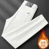 Jeans branco masculino de marca importada francesa com tripla proteção, corte slim, elástico, respirável, calça longa casual, novo modelo de verão
