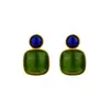 Brincos Quadrados de Jade Banhados a Ouro em Prata S925 Hui Baoli, Simples e Versáteis, Modernos para o Dia a Dia, Compactos e Elegantes, Brincos de Luxo Leve
