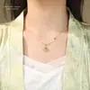 Collar de Plata de Ley S925 Trébol de Cuatro Hojas de la Suerte para Mujer, Nuevo Estilo Chino para Transmisión en Vivo de TikTok con Cadena para Clavícula Incrustada con Circonita