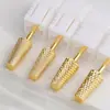 Acero de tungsteno chapado en oro cabeza plana diente de cruz cabeza de pulido de uñas plana para taladro de descarga de uñas cinco en uno broca herramienta para uñas