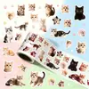 Rollo de pegatinas de dibujos animados de gato y perro lindo para journaling, collage, vaso de agua, cuaderno, decoración de caja de regalo, pegatinas adhesivas al por mayor