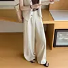 Pantalones casuales finos de cintura alta para mujer, nuevo estilo de verano 2026, pantalones de pierna ancha de seda helada, pantalones rectos frescos con protección solar