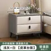 Mesita de noche de cuero, moderna y simple, para uso en el hogar, lujo ligero, pequeña, multifuncional, madera maciza, almacenamiento para dormitorio, mesita de noche, mueble de almacenamiento