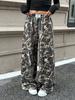 Pantalones Casuales Estilo Americano Retro con Estampado de Ramas para Mujer Primavera y Otoño 2025 Nuevo Diseño Suelto que Combina con Todo