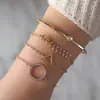 Joyería Transfronteriza Retro Europeo y Americano Hoja Nudo Pulsera Hueca Geométrico Redondo Triángulo Pulsera Venta al por Mayor