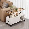 Mueble lateral de sofá, mesita pequeña de lujo ligero, mesa de centro móvil, mueble de almacenamiento para huecos, mesa de rincón para sala de estar, mueble de almacenamiento simple