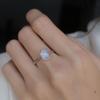 Anillo de plata S925 con incrustaciones de piedra lunar azul natural retro, cristal dorado para cabello, cristal blanco, apertura ajustable, diseño de nicho