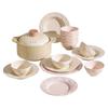 Vajilla de Cerámica de Alta Gama Estilo Ins Plato de Encaje de Rosa en Relieve Tazón Juego de Platos para el Corazón de Niña Plato para el Hogar