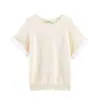 Z Estilo Europeu Transfronteiriço 2026 Nova Moda Elegante Blusa de Tricô Patchwork Manga Curta Feminina Gola Redonda 6236019