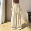 Calça Pantalona Branca de Linho Gelo Feminina Verão 2026 Nova Solta Casual Leve Respirável