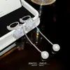 Aretes de Flor de Hielo de Hada con Perlas de Cristal, Estilo de Lujo Ligero y de Alta Gama, Diseño Súper de Hada, Exquisitos Aretes