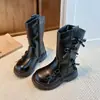 Nuevas Botas para Niñas 2026 Estilo Británico Botas de Moda Infantil Moño Suela Gruesa Con Felpa Versátiles Botas Largas Botas Martin