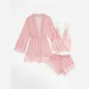 Amazon Transfronteiriço Pijama Feminino Renda Patchwork Malha Transparente Camisola Robe Conjunto de Lingerie Sexy Atacado