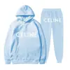 Ce23 Conjunto de Sudadera con Capucha Holgada y Estampado de Letras Clásico Nuevo Otoño e Invierno, Unisex, Moderno y Versátil