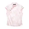 Roupas Femininas 2026 Verão Novo Estilo Europeu e Americano Moda Jacquard Cetim de Seda Textura Botão Frontal Blusa 4772088