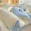 Conjunto de Roupa de Cama de Algodão Integral de Quatro Peças, Algodão Puro Novo Estilo 2026, Roupa de Cama Fresca e Simples, Lençol, Capa de Edredom, Conjunto de Três Peças, Adequado para Todas as Estações