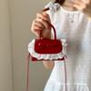 Bolsa de Ombro Doce com Laço Estilo Coreano para Mulheres 2025 Moda Verão Renda Mini Satchel Bolsa Transversal
