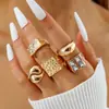 Set de Anillos de Moda Transfronterizos Europeos y Americanos, Anillo Personalizado con Diseño de Diamante Brillante Incrustado, Anillo Asimétrico para Dedo Índice para Mujer