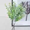 Grama Artificial de Eucalipto Cruzada Planta Artificial Folha de Dinheiro Planta Falsa Verde em Vaso Plástico Grama Aquática Flores Decorativas