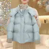 Ropa de Algodón para Niños Medianos y Grandes 2026 Invierno Nuevo Estilo Niñas Estilo Coreano Ropa de Algodón Forrada de Felpa Ropa Exterior Engrosada con Capucha Abrigo de Algodón Serie de Colores Claros