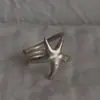 Anel de Estrela do Mar Feminino Elegante Nicho Retrô Anel de Dedo Estrela Linha Enrolada Simples Versátil Anel Aberto