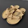 Sandalias Birkenstock para mujer de cuero tipo chancla con doble hebilla y suela de corcho, sandalias Birkenstock ajustables de verano para exterior al por mayor