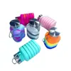 Tetera plegable redonda de silicona resistente a altas temperaturas, Taza de agua para deportes de ciclismo al aire libre, Tabla de hielo retráctil portátil
