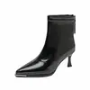 Botas de Salto Alto Bico Fino para Tornozelo Femininas, Novo Estilo Outono 2026, Botas Elegantes de Salto Fino Slim, Estilo Francês com Zíper Traseiro, Botas de Moda Elásticas