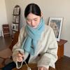 Bufanda de Punto de Mezcla de Lana de Alta Calidad Color Azul Bebé para Mujer Estilo Coreano Cálida de Invierno Resistente al Viento de Moda Versátil