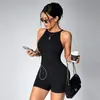 Mono de Yoga Hecho a Medida Transfronterizo con Diseño de Bloques de Color Europeos y Americanos, Mono de una Pieza sin Espalda con Shorts, Conjunto Deportivo de Fitness Todo en Uno para Pilates
