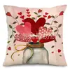 Funda de Almohada Más Vendida en Amazon Patrón de Flor de Amor Día de San Valentín Funda de Almohada Decorativa para Dormitorio Sofá Funda de Almohada de Lino