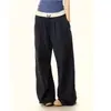 Pantalones Casuales de Patchwork a Cuadros Estilo Americano para Mujer, Primavera y Otoño Vintage Sueltos Perezosos Adelgazantes de Pierna Ancha Deportivos Transfronterizos
