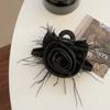 Clip de Pluma Rosa Francesa Negro Retro de alta calidad Parte Trasera de la Cabeza Clip de Tiburón para Cabello Diseño de Nicho Accesorios para el Cabello