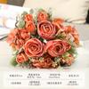 Ramo de Rosas Simuladas de Alta Gama Decoración de Boda Flor Plástico Terciopelo Berley Dorado Rosa Flor Artificial Fábrica Mayorista