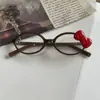 Subcultura Celebridad de Internet Espejo Lindo con Decoración de Lazo Gato Negro con Marco Estampado de Leopardo Gafas para Estilismo Sin Maquillaje Modernas